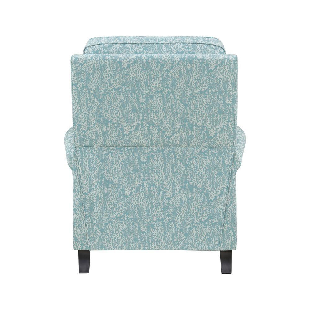 ProLounger Pushback Recliner in Sky Blue Coral Print. Picture 4