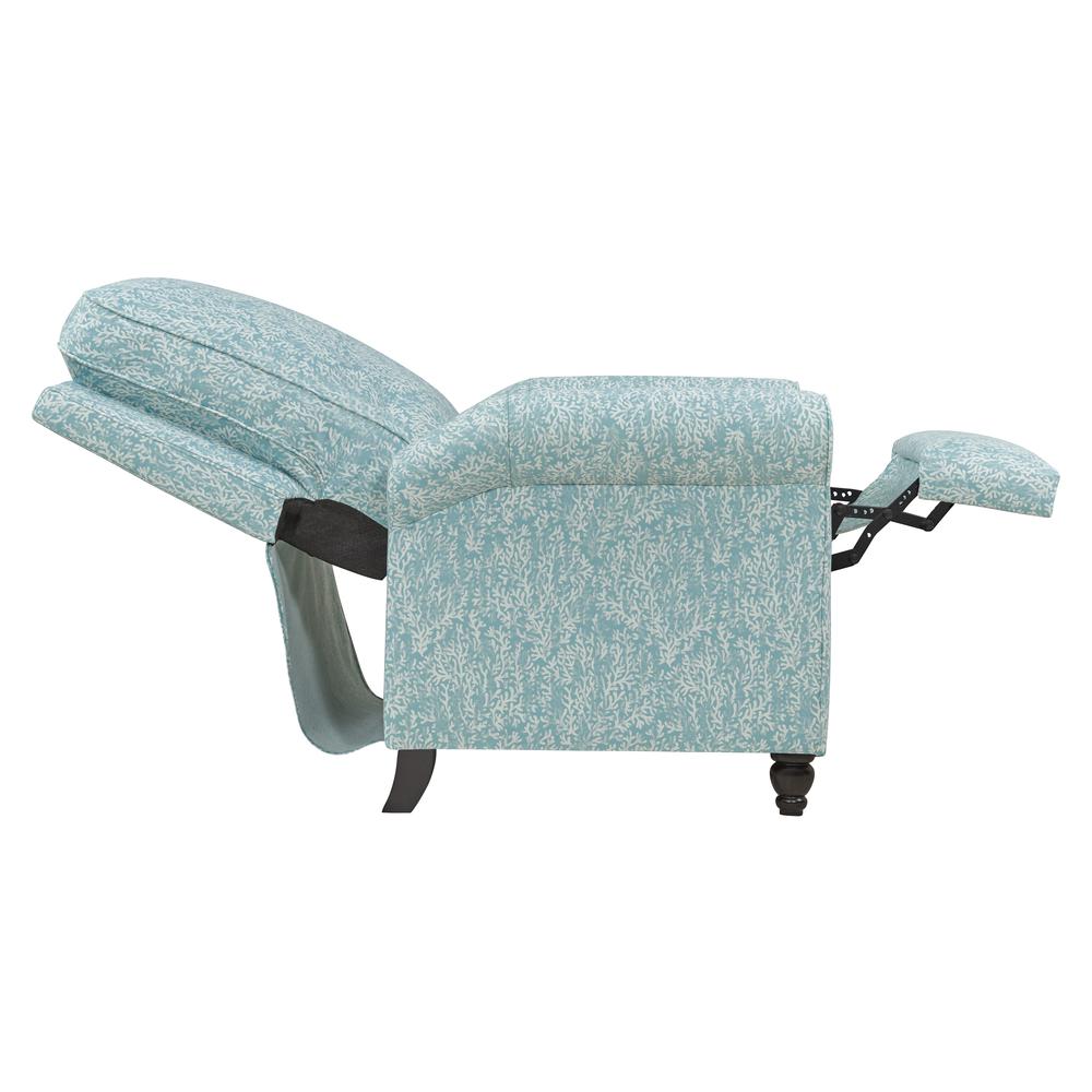 ProLounger Pushback Recliner in Sky Blue Coral Print. Picture 5