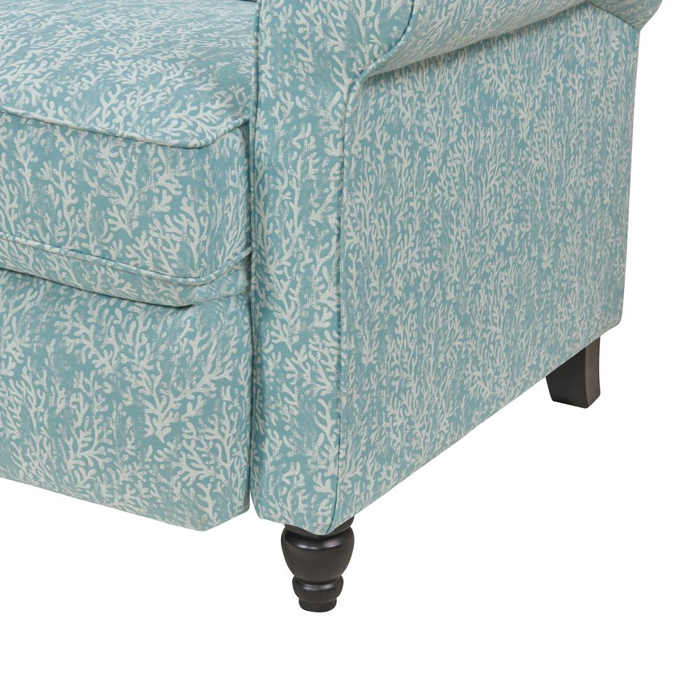 ProLounger Pushback Recliner in Sky Blue Coral Print. Picture 6