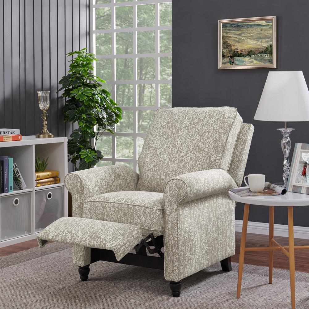 ProLounger Pushback Recliner in Taupe Coral Print. Picture 9
