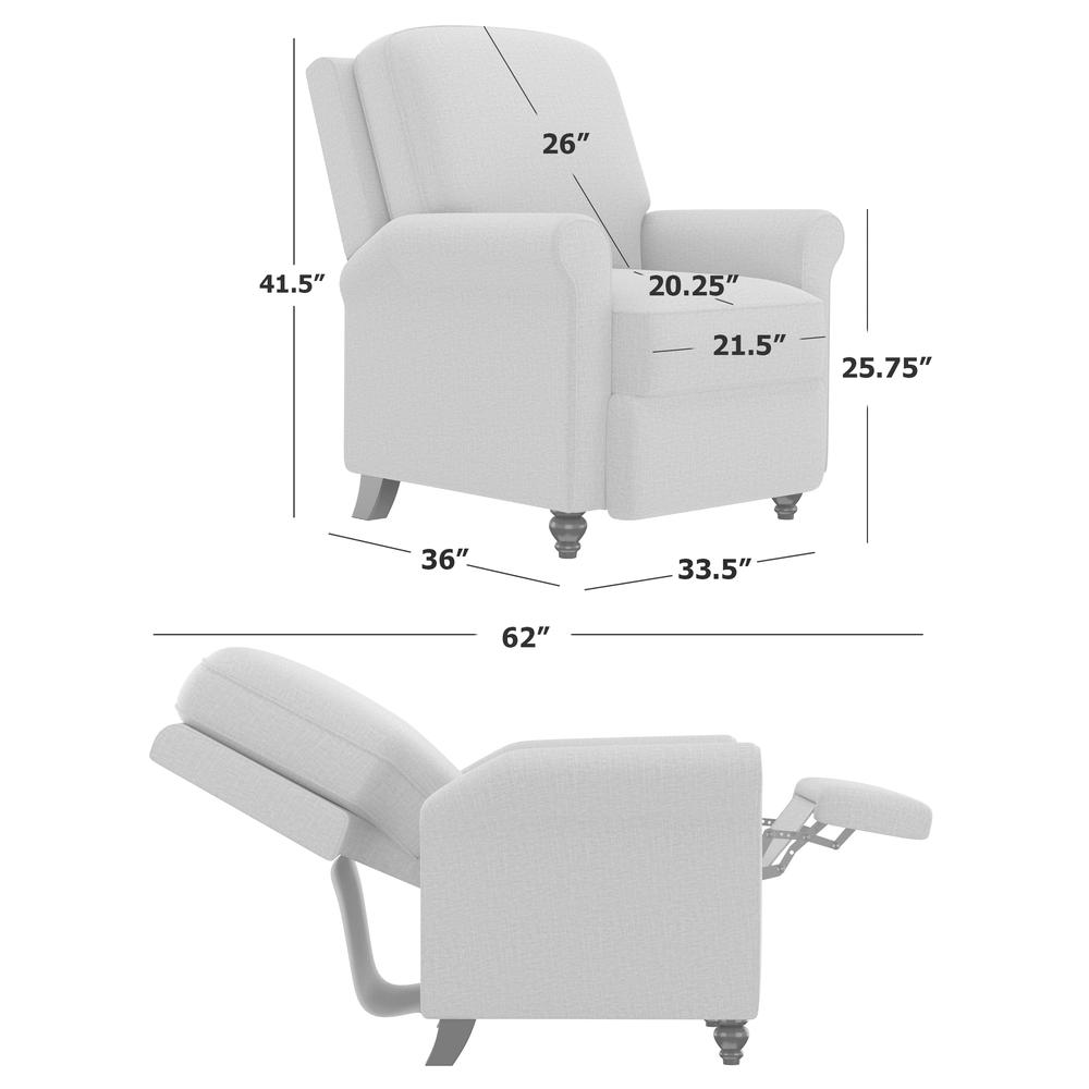 ProLounger Pushback Recliner in Charcoal Grey Floral Print. Picture 9