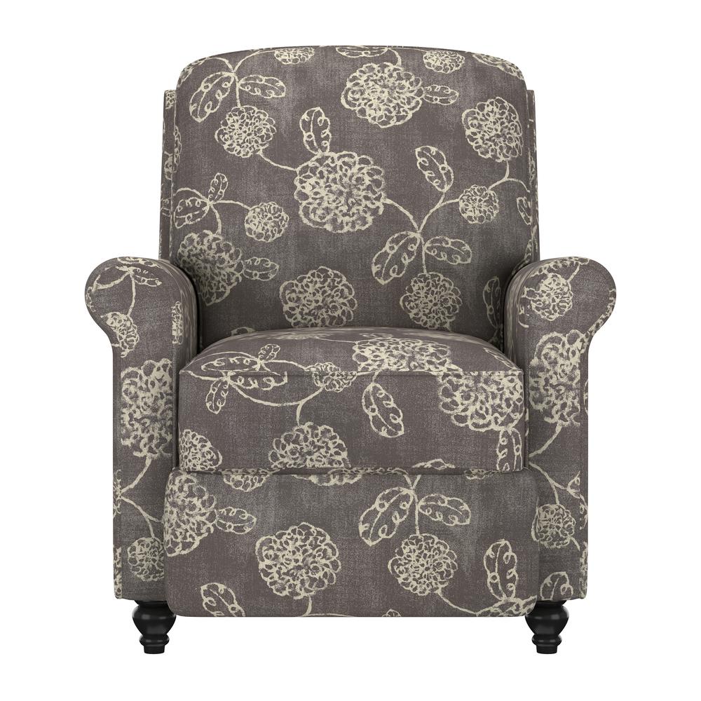 ProLounger Pushback Recliner in Charcoal Grey Floral Print. Picture 2