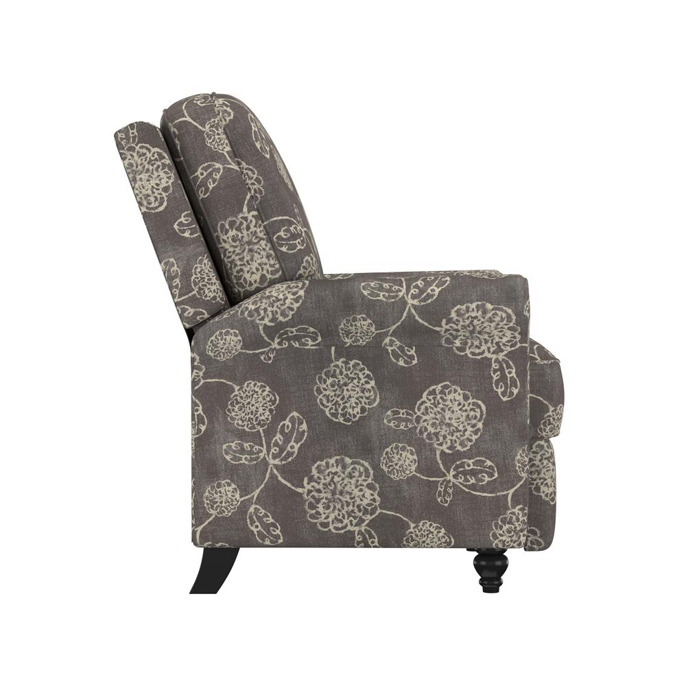 ProLounger Pushback Recliner in Charcoal Grey Floral Print. Picture 6