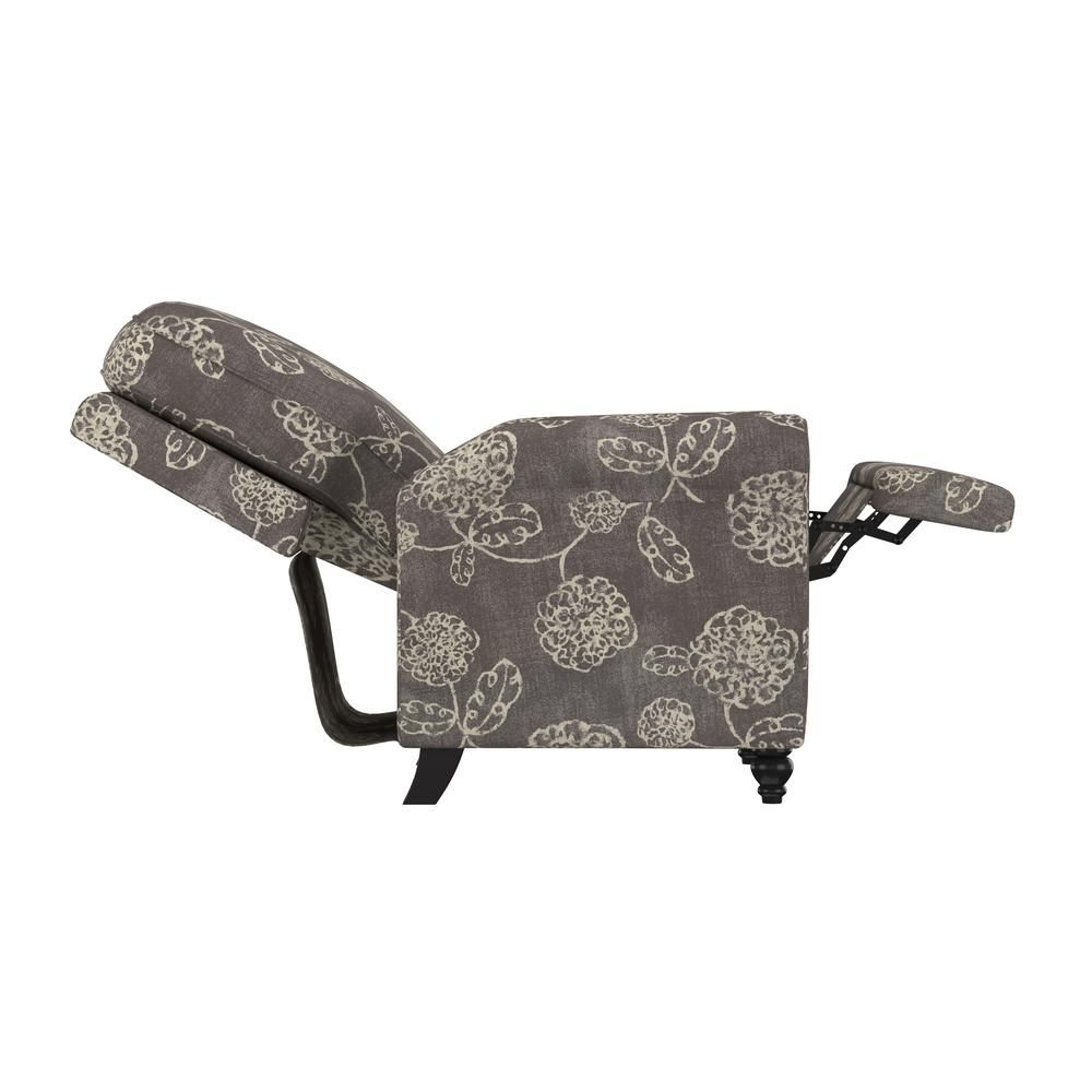 ProLounger Pushback Recliner in Charcoal Grey Floral Print. Picture 7
