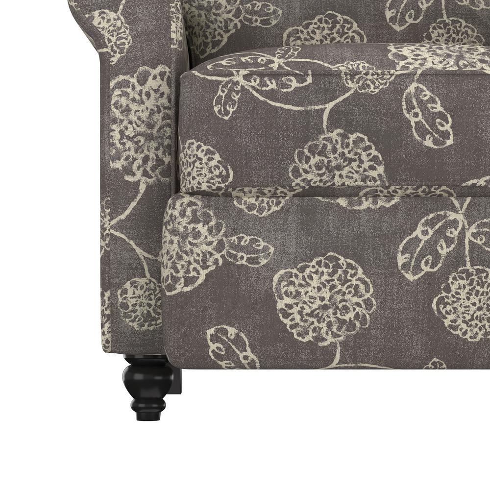 ProLounger Pushback Recliner in Charcoal Grey Floral Print. Picture 8
