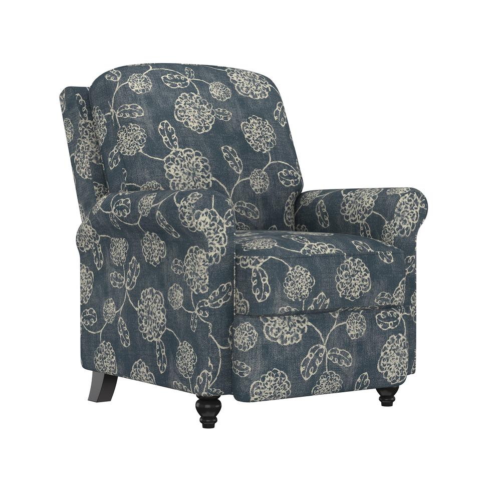 ProLounger Pushback Recliner in Caribbean Blue Floral Print. Picture 3