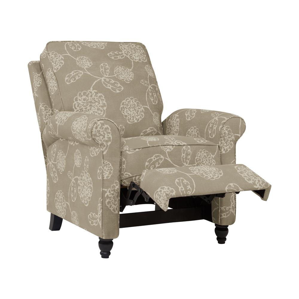 ProLounger Pushback Recliner in Taupe Floral Print. Picture 1