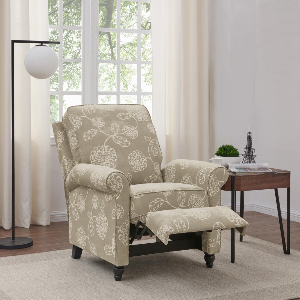 ProLounger Pushback Recliner in Taupe Floral Print. Picture 10