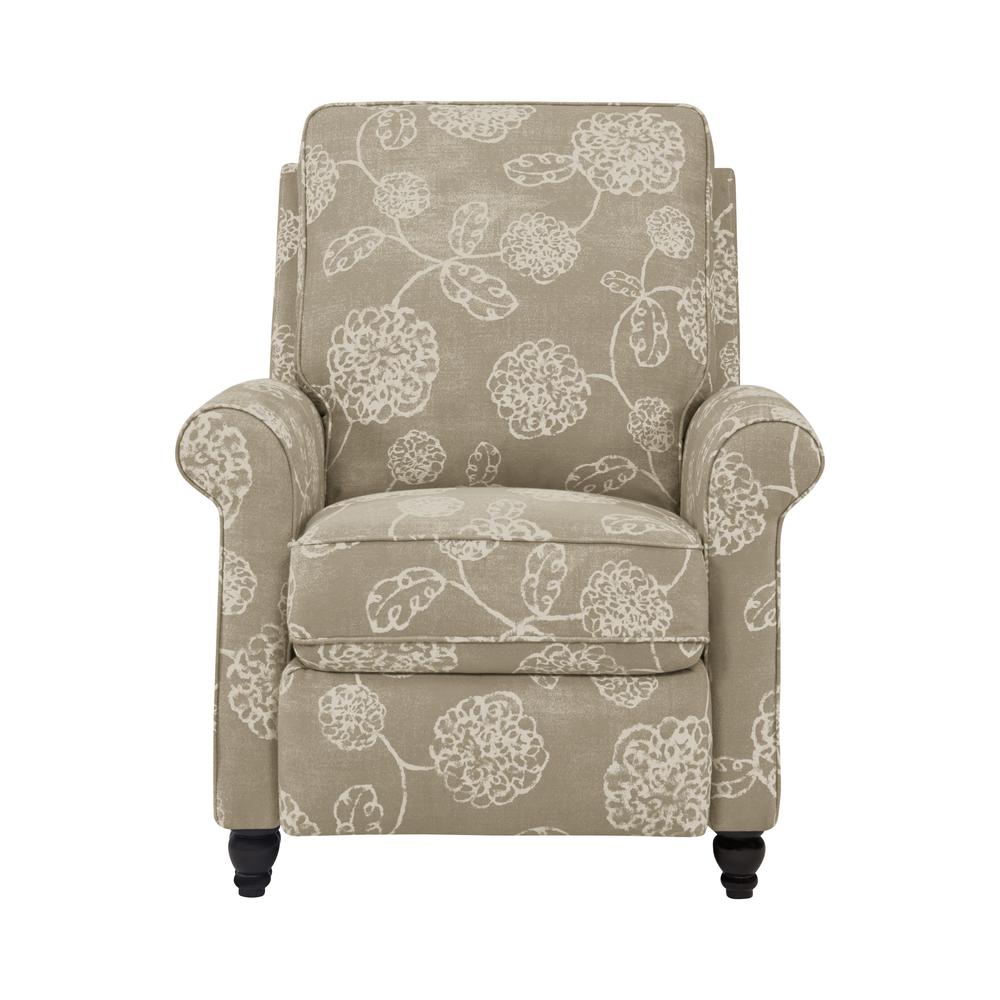 ProLounger Pushback Recliner in Taupe Floral Print. Picture 2