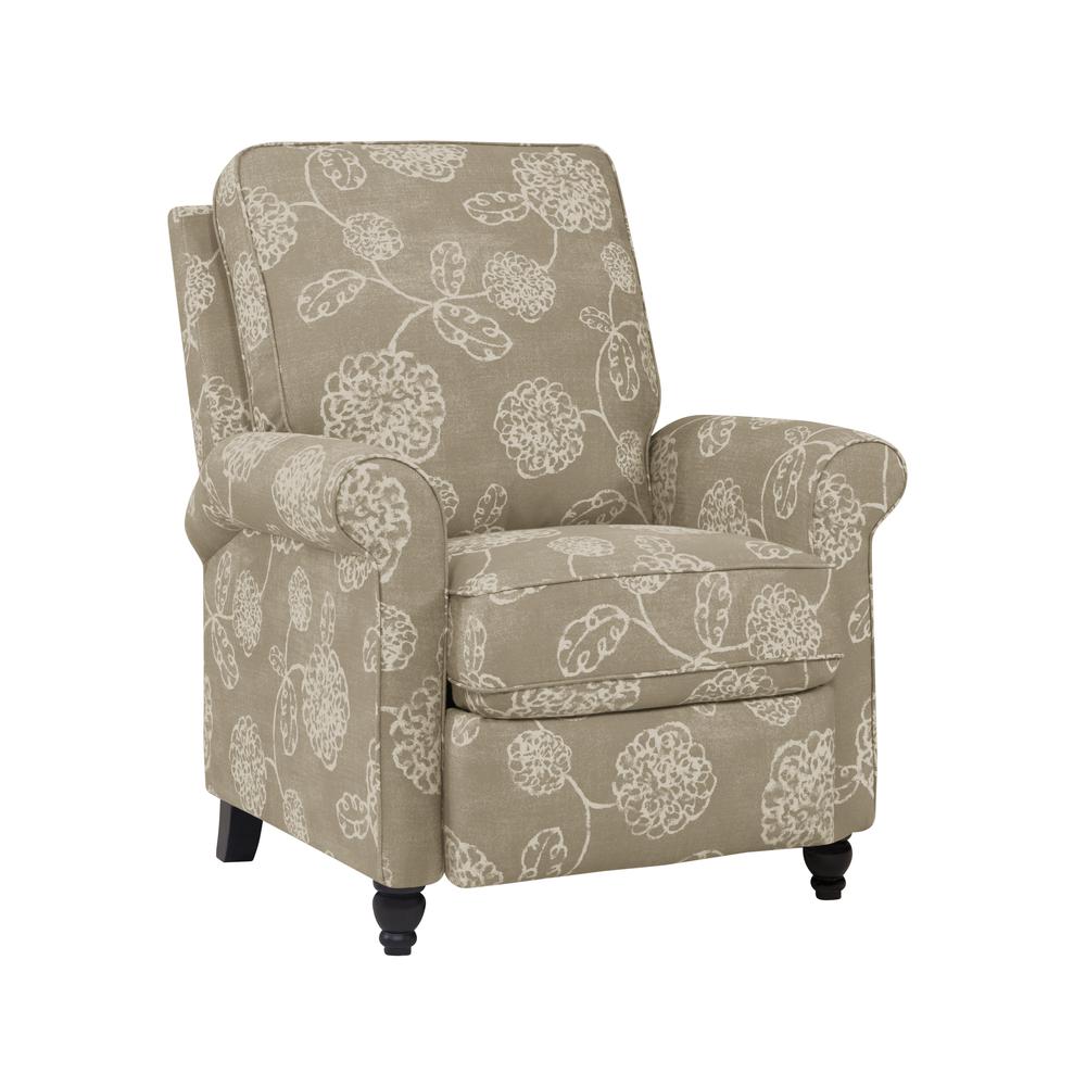 ProLounger Pushback Recliner in Taupe Floral Print. Picture 3