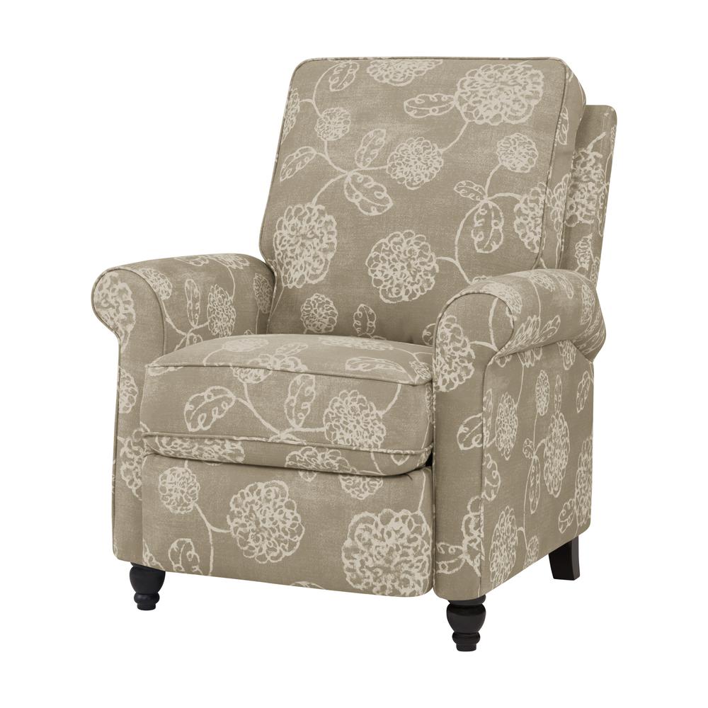 ProLounger Pushback Recliner in Taupe Floral Print. Picture 4