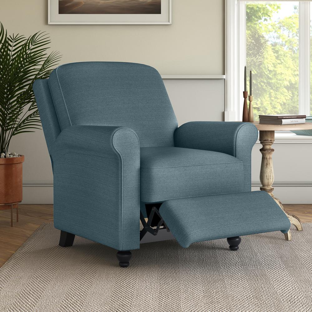 ProLounger Pushback Recliner in Caribbean Blue Linen. Picture 10
