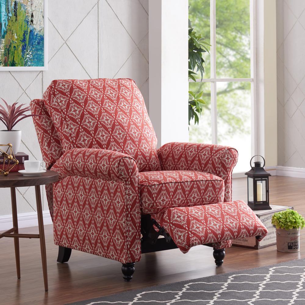 ProLounger Pushback Recliner in Cranberry Red Diamond Medallion Print. Picture 10
