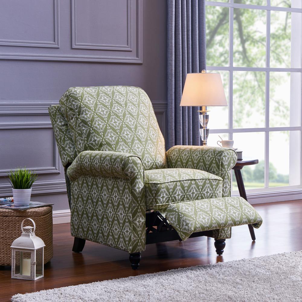 ProLounger Pushback Recliner in Pistachio Green Diamond Medallion Print. Picture 10