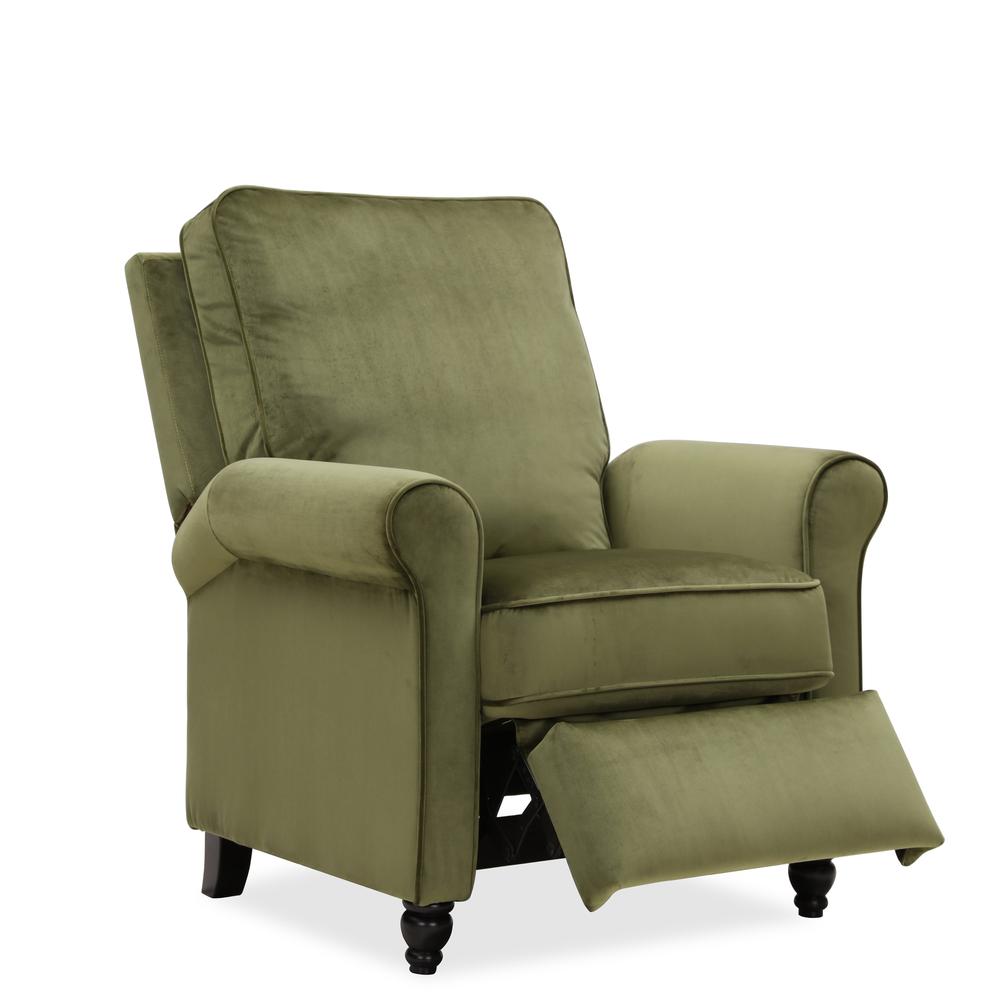 ProLounger Pushback Recliner in Kale Green Velvet. Picture 1