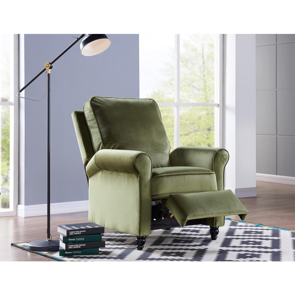 ProLounger Pushback Recliner in Kale Green Velvet. Picture 10