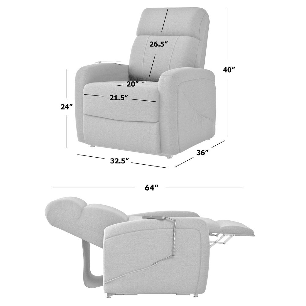 Power Recline and Lift Chair in Chocolate Brown Chenille. Picture 9