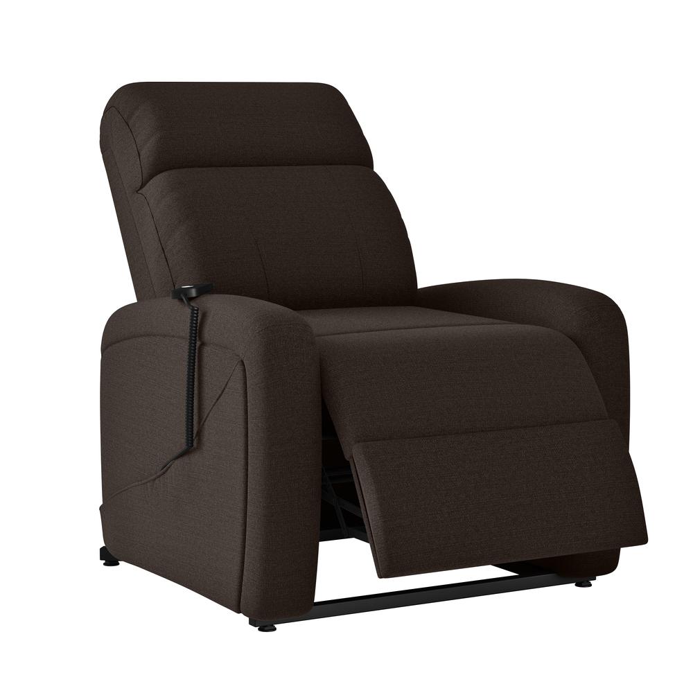 Power Recline and Lift Chair in Chocolate Brown Chenille. Picture 3