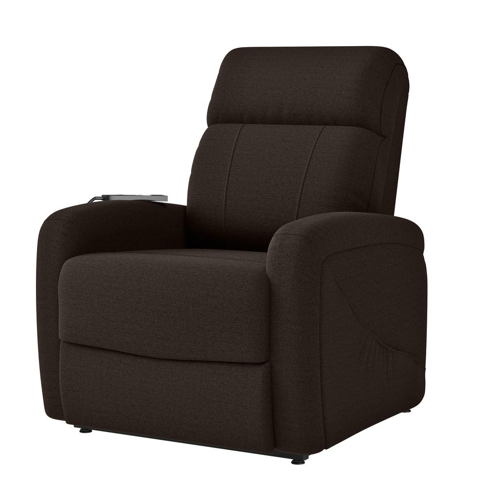 Power Recline and Lift Chair in Chocolate Brown Chenille. Picture 6