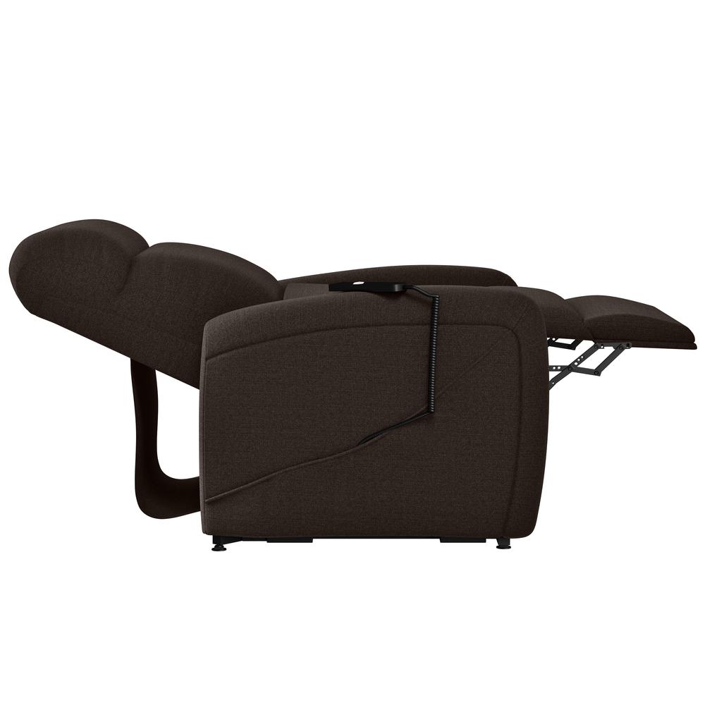 Power Recline and Lift Chair in Chocolate Brown Chenille. Picture 4
