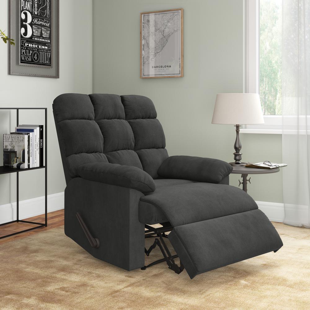 ProLounger Wall Hugger Recliner in Grey Microfiber with Square Tufted Back. Picture 10