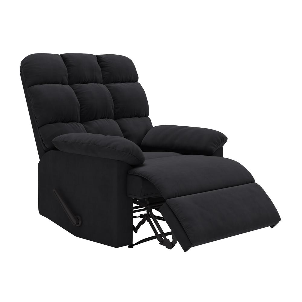 ProLounger Wall Hugger Recliner in Black Microfiber with Square Tufted Back. Picture 1