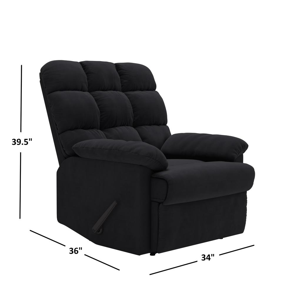 ProLounger Wall Hugger Recliner in Black Microfiber with Square Tufted Back. Picture 9