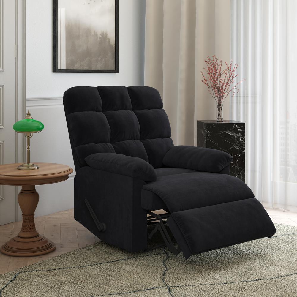 ProLounger Wall Hugger Recliner in Black Microfiber with Square Tufted Back. Picture 10