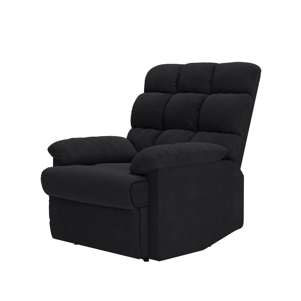 ProLounger Wall Hugger Recliner in Black Microfiber with Square Tufted Back. Picture 4