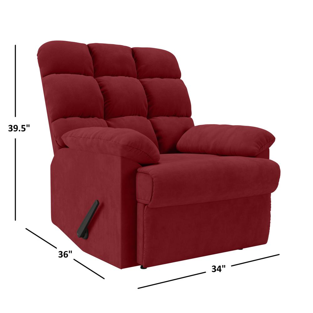 ProLounger Wall Hugger Recliner in Red Microfiber with Square Tufted Back. Picture 9