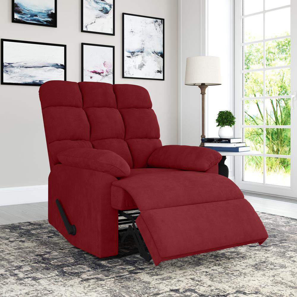 ProLounger Wall Hugger Recliner in Red Microfiber with Square Tufted Back. Picture 10