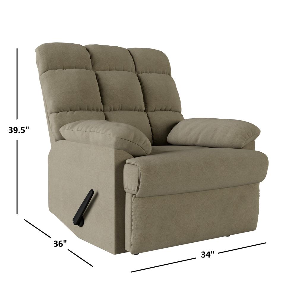 ProLounger Wall Hugger Recliner in Sage Microfiber with Square Tufted Back. Picture 8