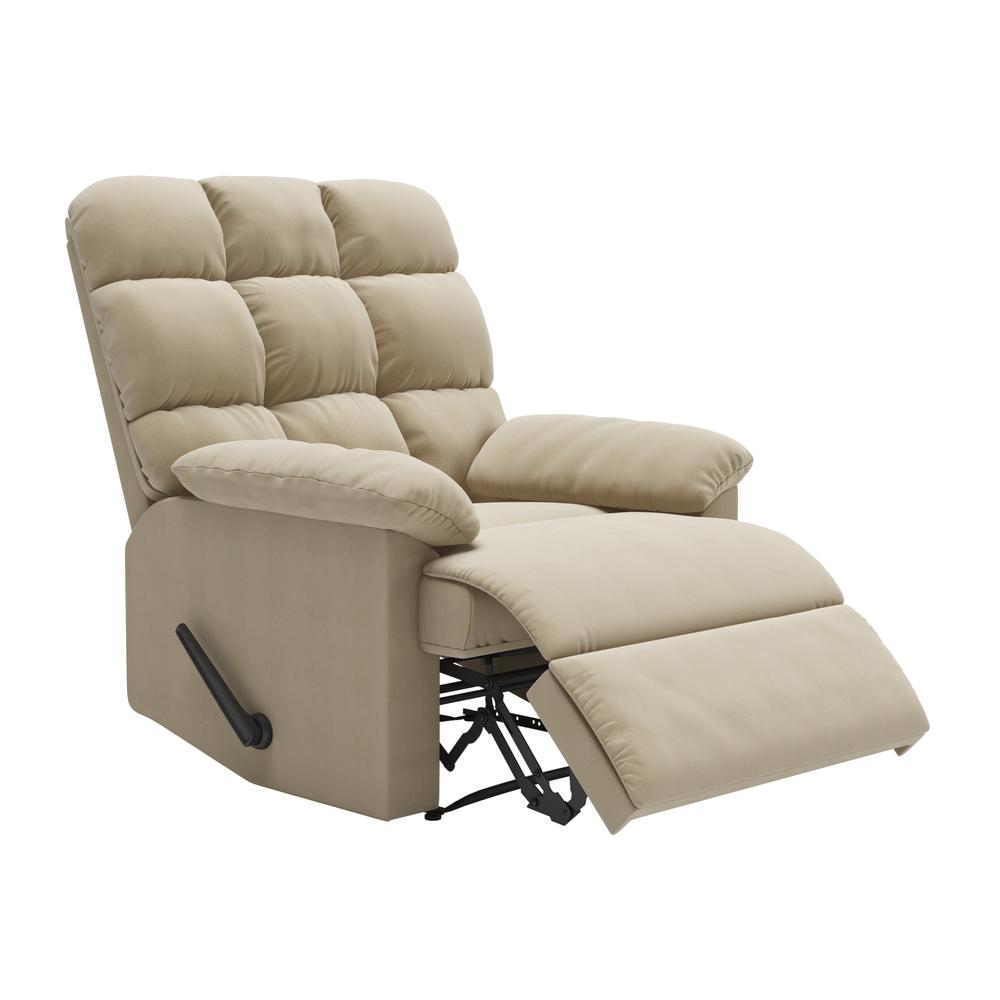ProLounger Wall Hugger Recliner in Khaki Microfiber with Square Tufted Back. Picture 7