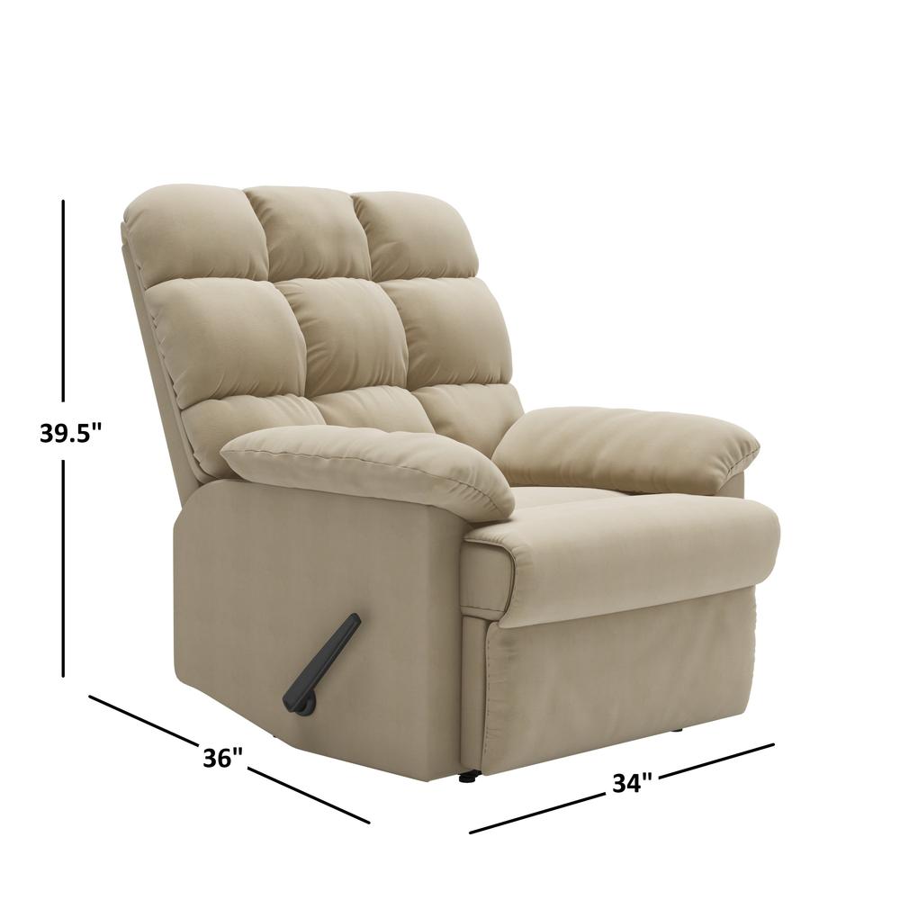 ProLounger Wall Hugger Recliner in Khaki Microfiber with Square Tufted Back. Picture 8