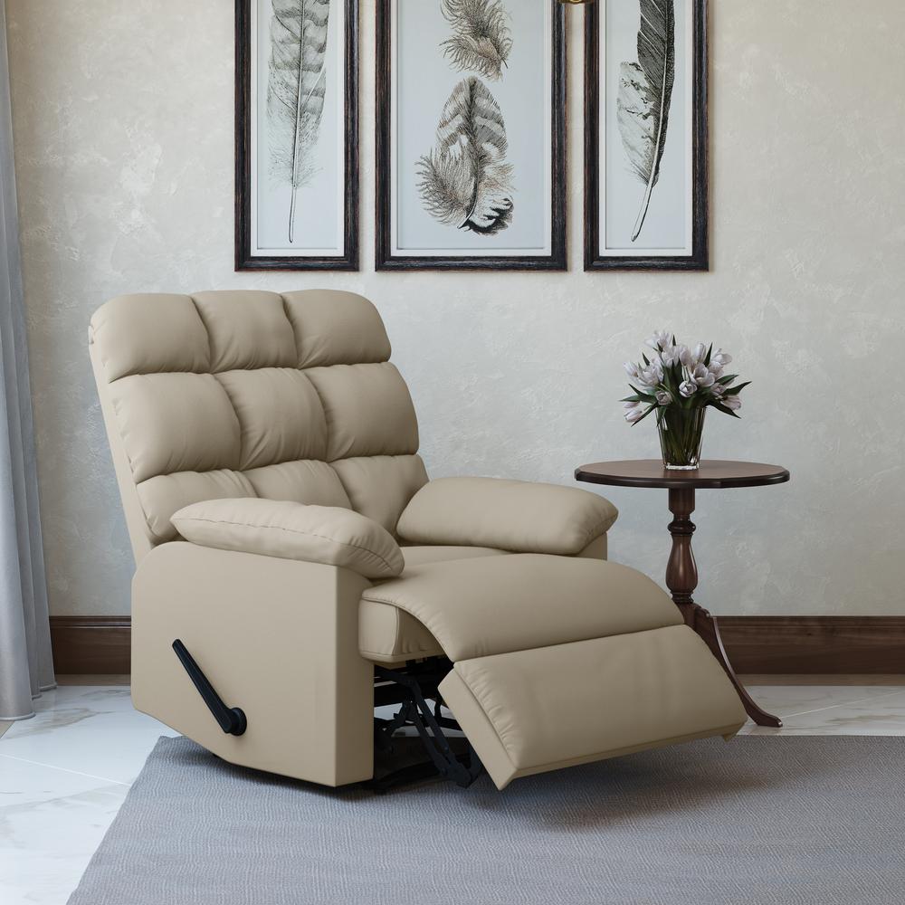 ProLounger Wall Hugger Recliner in Khaki Microfiber with Square Tufted Back. Picture 9