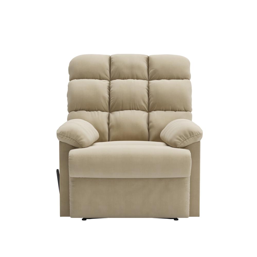 ProLounger Wall Hugger Recliner in Khaki Microfiber with Square Tufted Back. Picture 2