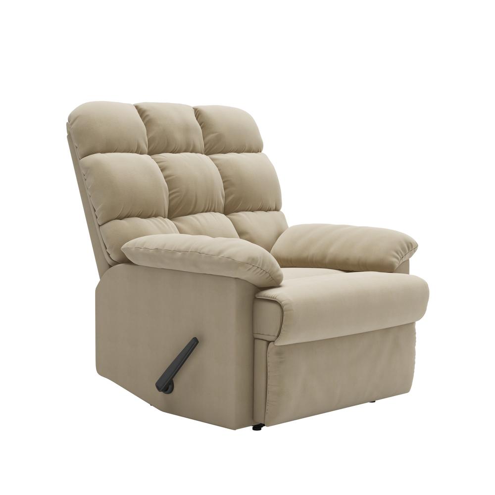 ProLounger Wall Hugger Recliner in Khaki Microfiber with Square Tufted Back. Picture 1