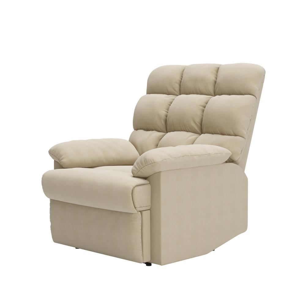 ProLounger Wall Hugger Recliner in Khaki Microfiber with Square Tufted Back. Picture 3