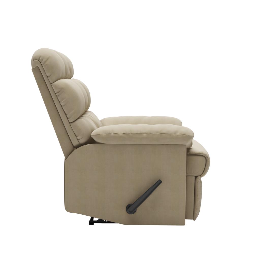 ProLounger Wall Hugger Recliner in Khaki Microfiber with Square Tufted Back. Picture 4