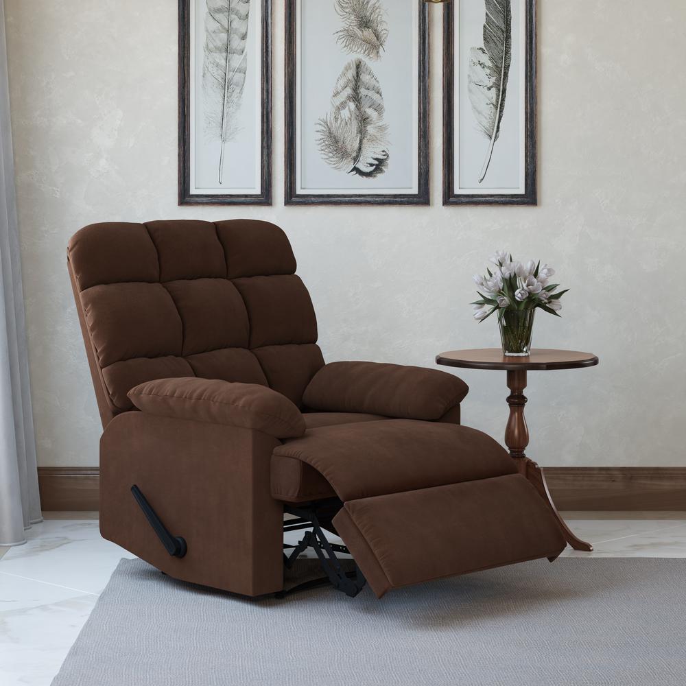 ProLounger Wall Hugger Recliner in Brown Microfiber with Square Tufted Back. Picture 8