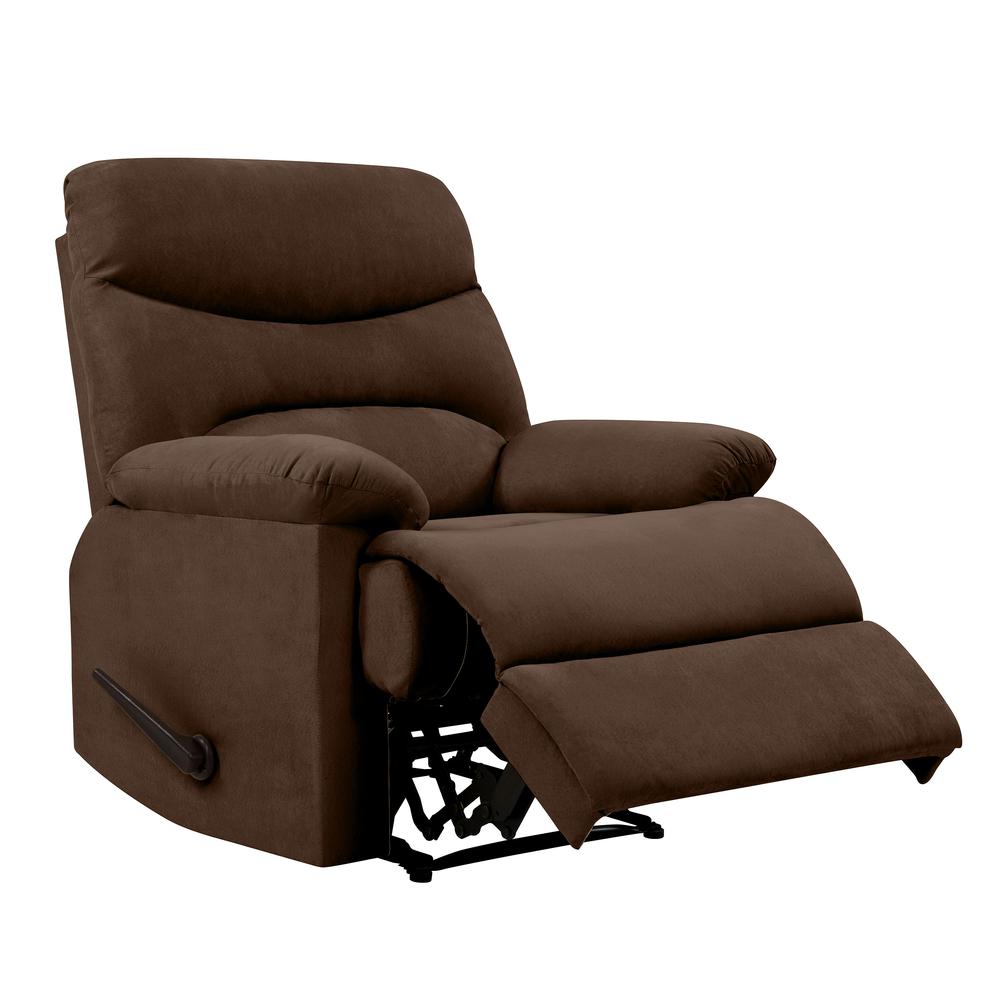 ProLounger Wall Hugger Recliner in Brown Microfiber with Stitched Back. Picture 1