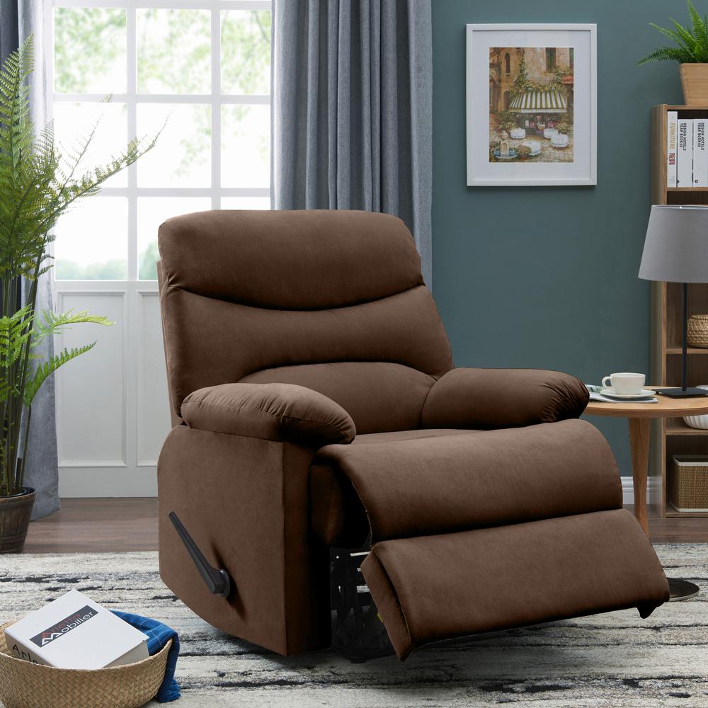 ProLounger Wall Hugger Recliner in Brown Microfiber with Stitched Back. Picture 10
