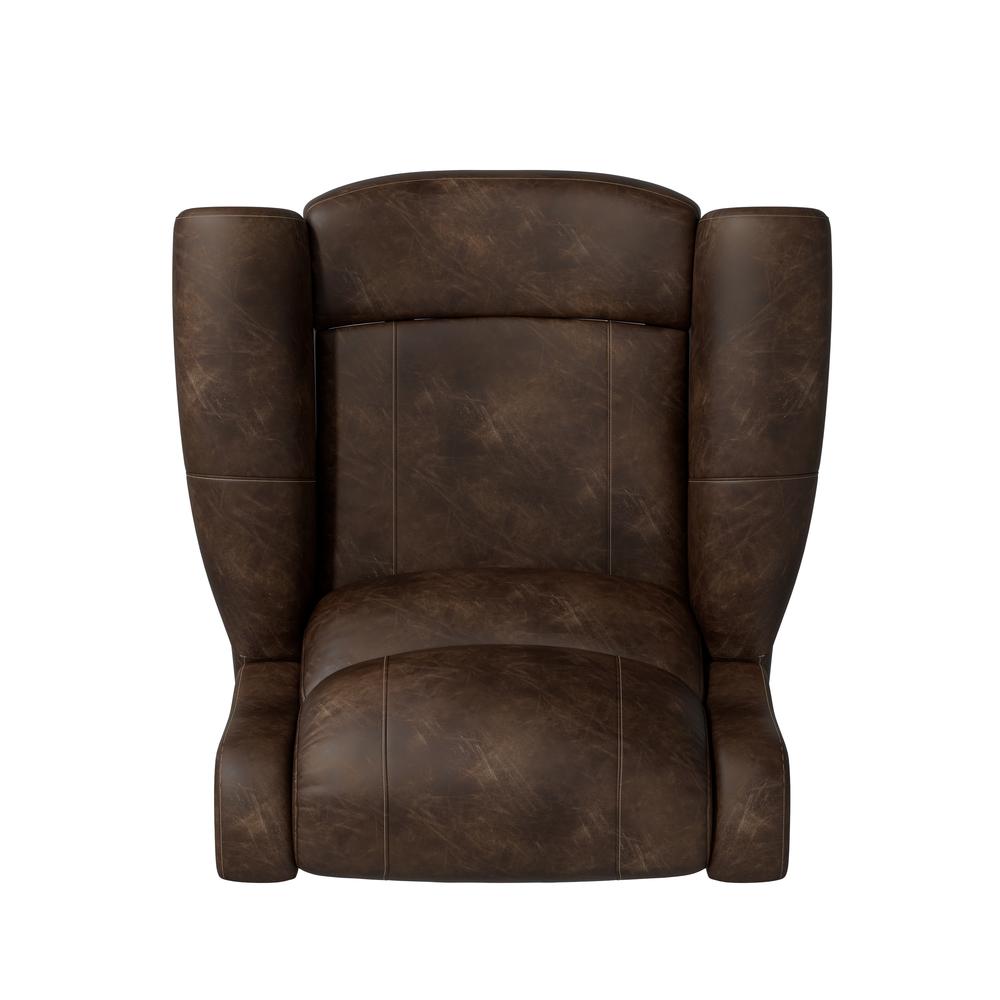 ProLounger Rocker Recliner in Distressed Saddle Brown Faux Leather. Picture 4