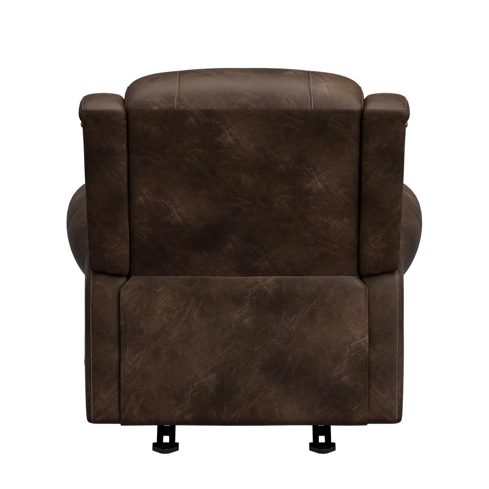 ProLounger Rocker Recliner in Distressed Saddle Brown Faux Leather. Picture 5