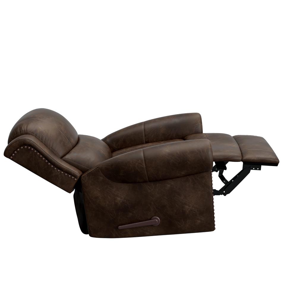 ProLounger Rocker Recliner in Distressed Saddle Brown Faux Leather. Picture 6