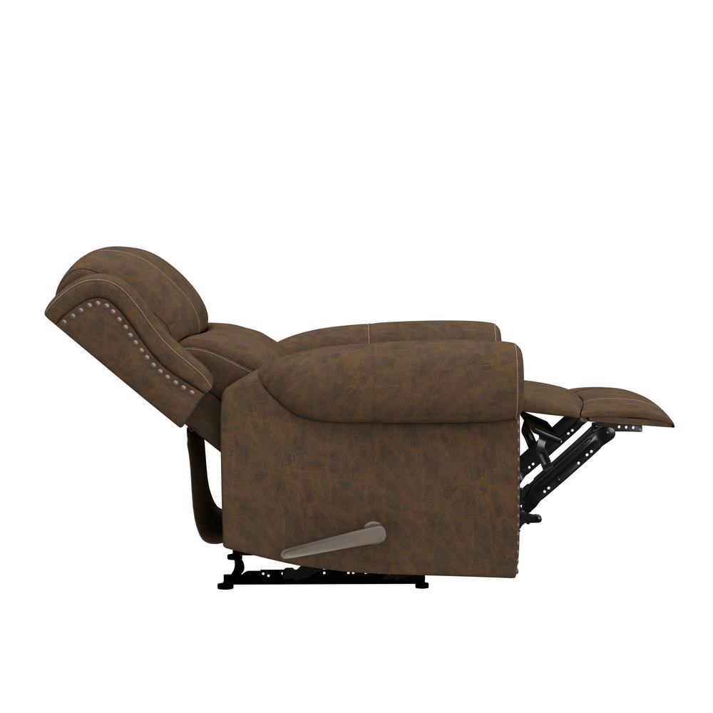 ProLounger Wall Hugger Recliner in Distressed Saddle Brown Faux Leather. Picture 4