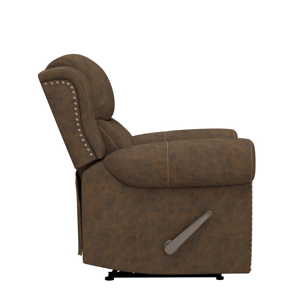 ProLounger Wall Hugger Recliner in Distressed Saddle Brown Faux Leather. Picture 6