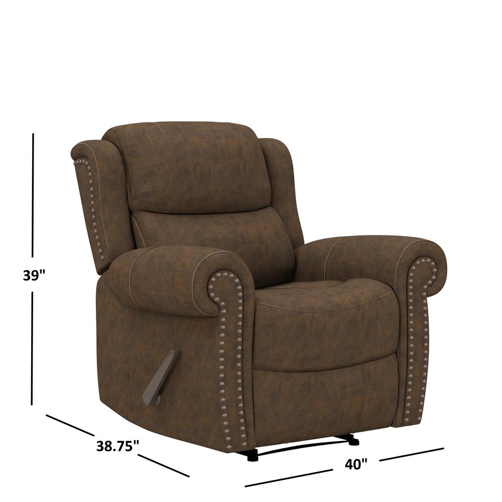 ProLounger Wall Hugger Recliner in Distressed Saddle Brown Faux Leather. Picture 7
