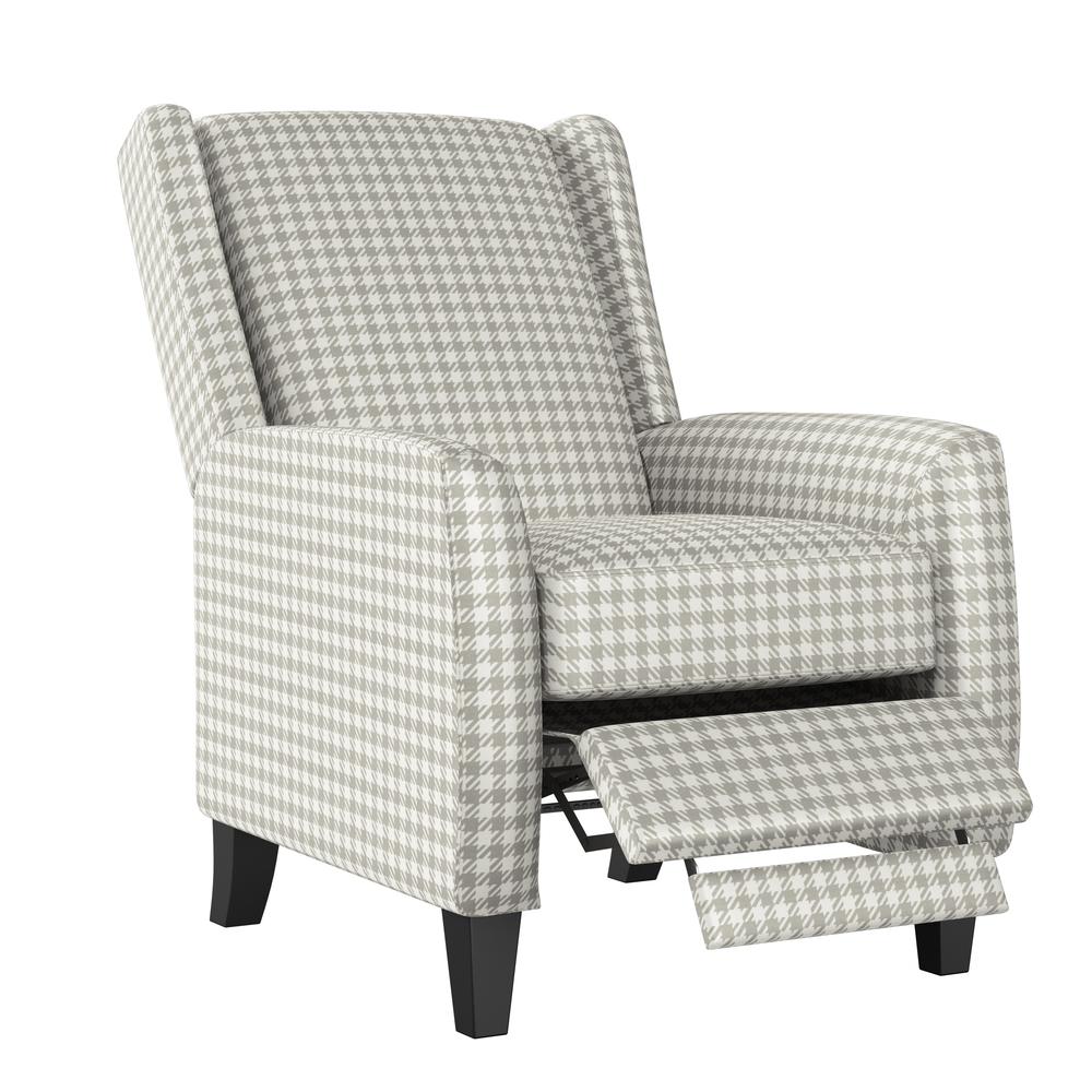 ProLounger Pushback Recliner in Grey Houndstooth Linen. Picture 1