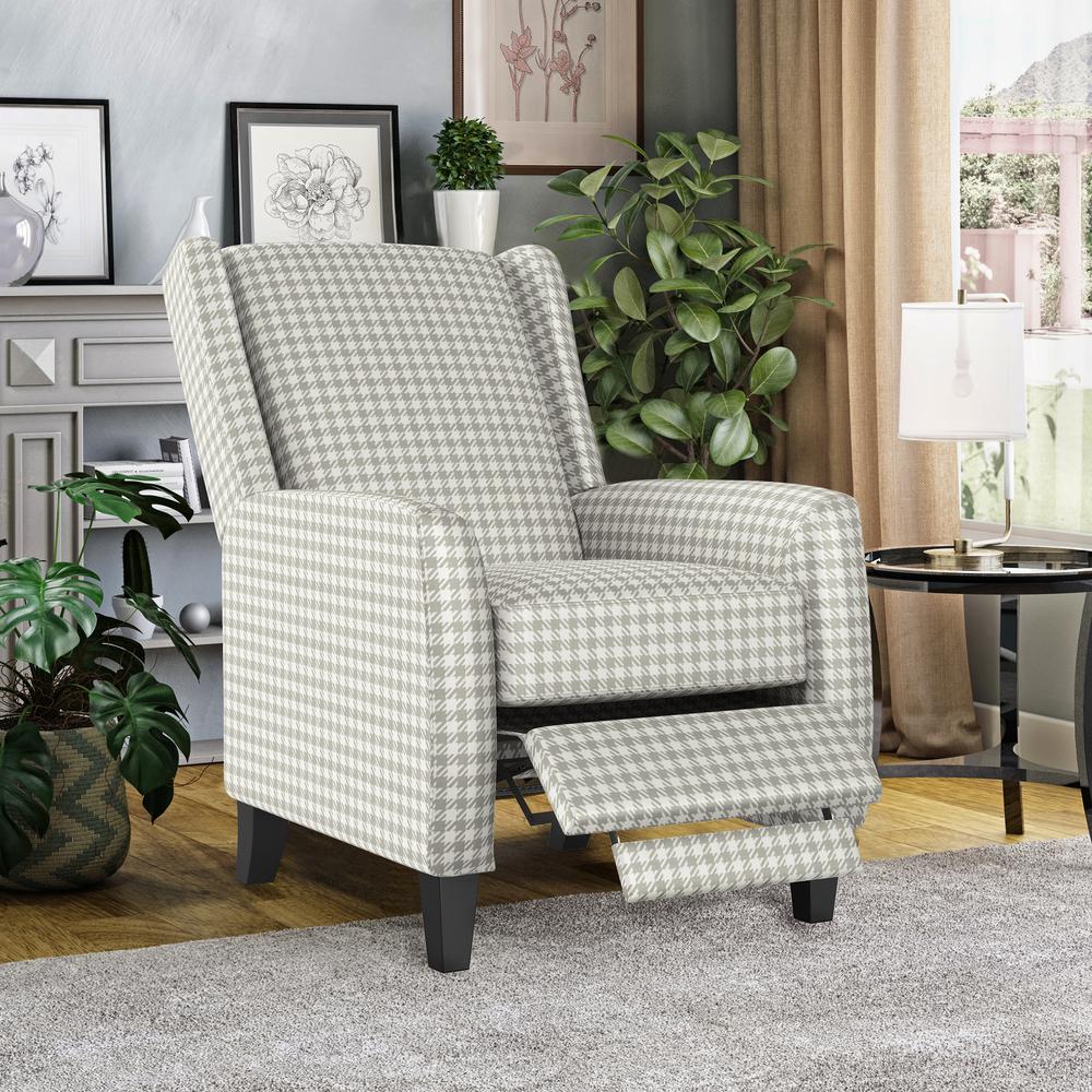 ProLounger Pushback Recliner in Grey Houndstooth Linen. Picture 8